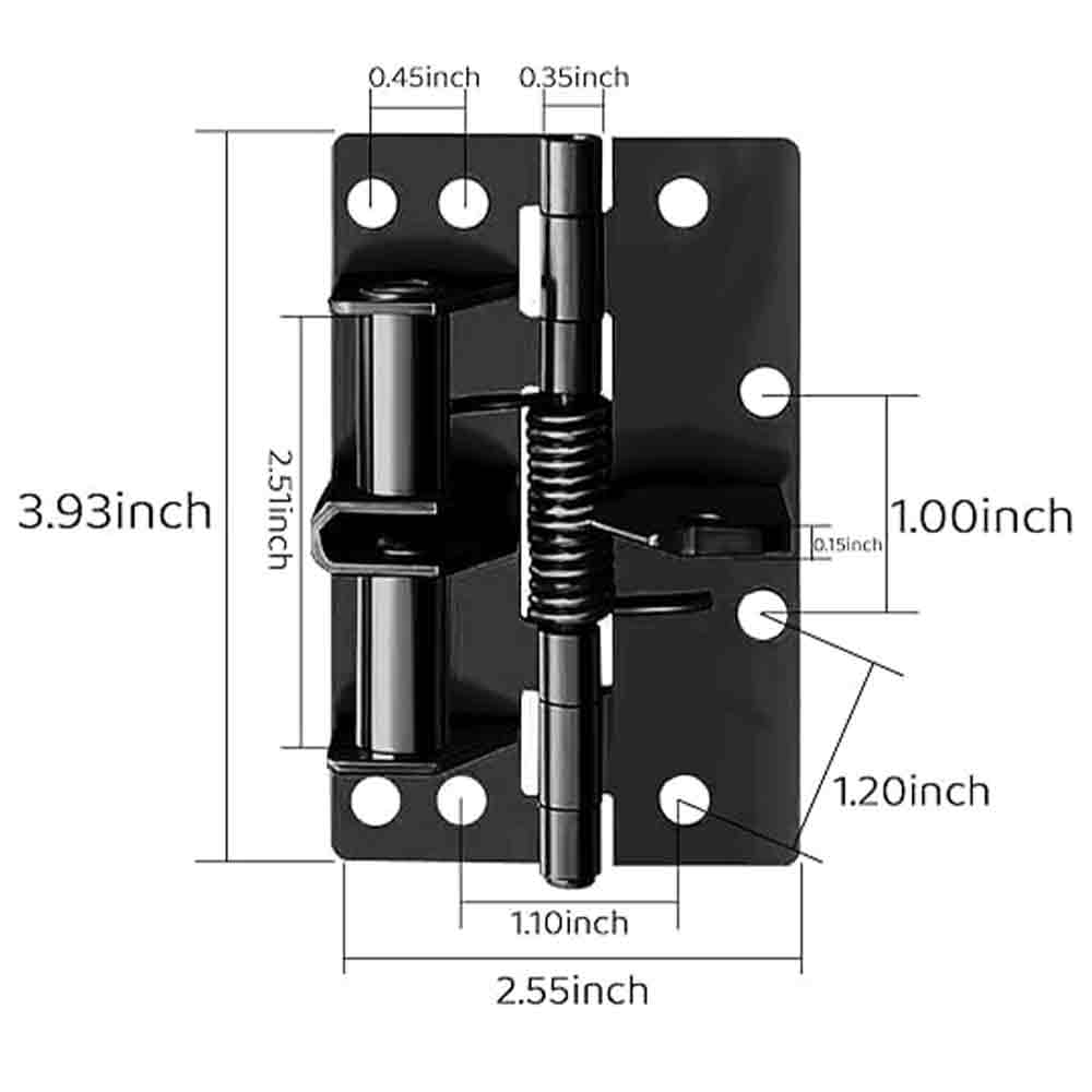 Heavy Duty 3-in-1 Self-Closing Garage Door Hinge – Adjustable Spring Hinge with 90° Positioning Stop, Rust-Resistant Folding Shelf Support & Invisible Door Closer (Black, Iron)