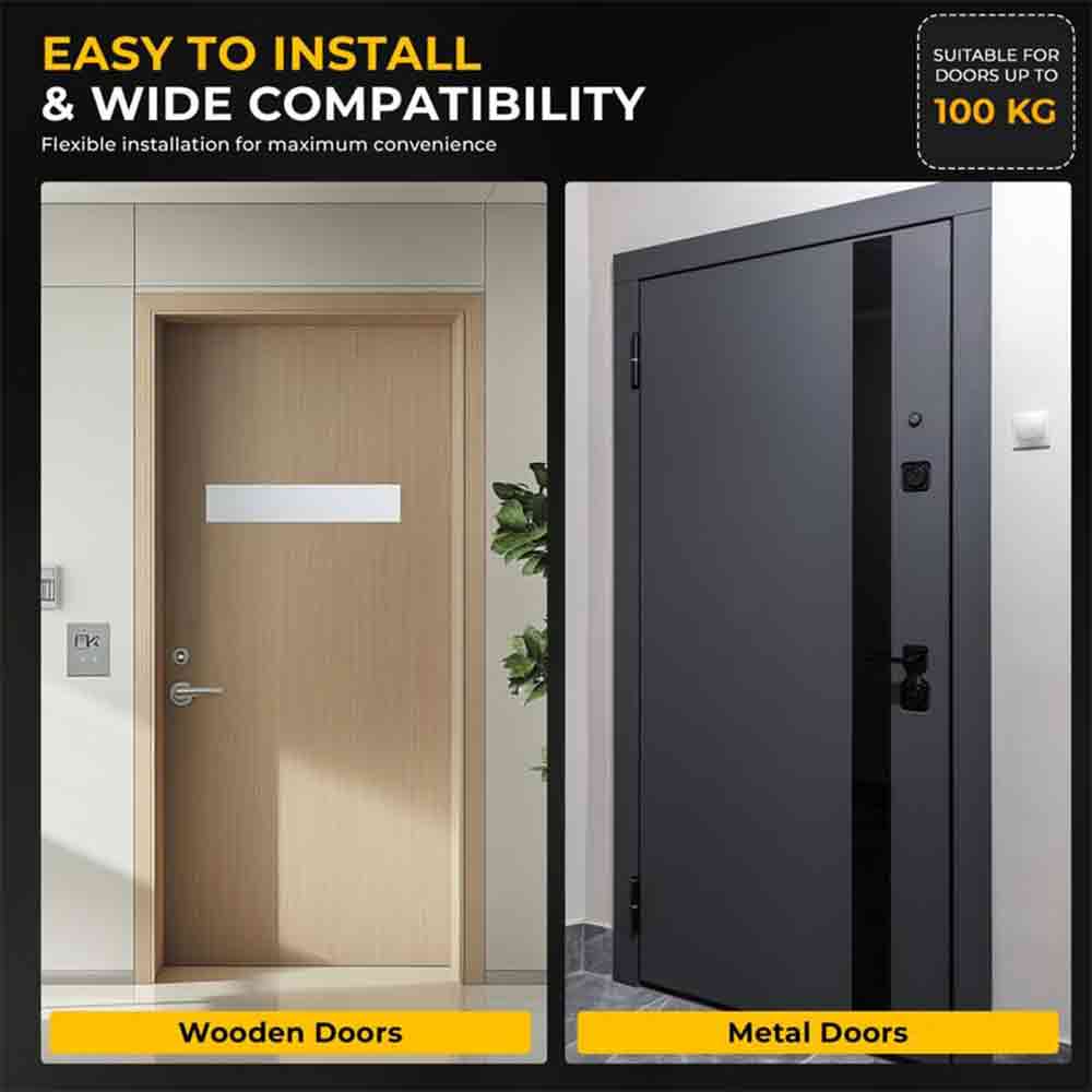 Heavy Duty Aluminium Automatic Hydraulic Double Speed Door Closer | Soft Closing Door Closer for Home and Office |Suitable for Wooden & Aluminium Doors Up to 100 kg (Silver Finish)