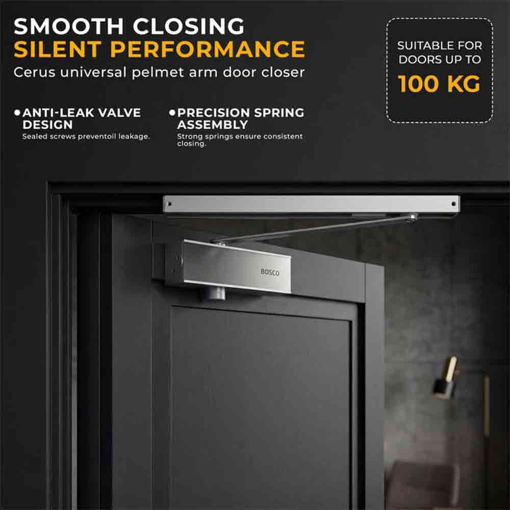 Heavy Duty Aluminium Automatic Hydraulic Double Speed Door Closer | Soft Closing Door Closer for Home and Office |Suitable for Wooden & Aluminium Doors Up to 100 kg (Silver Finish)