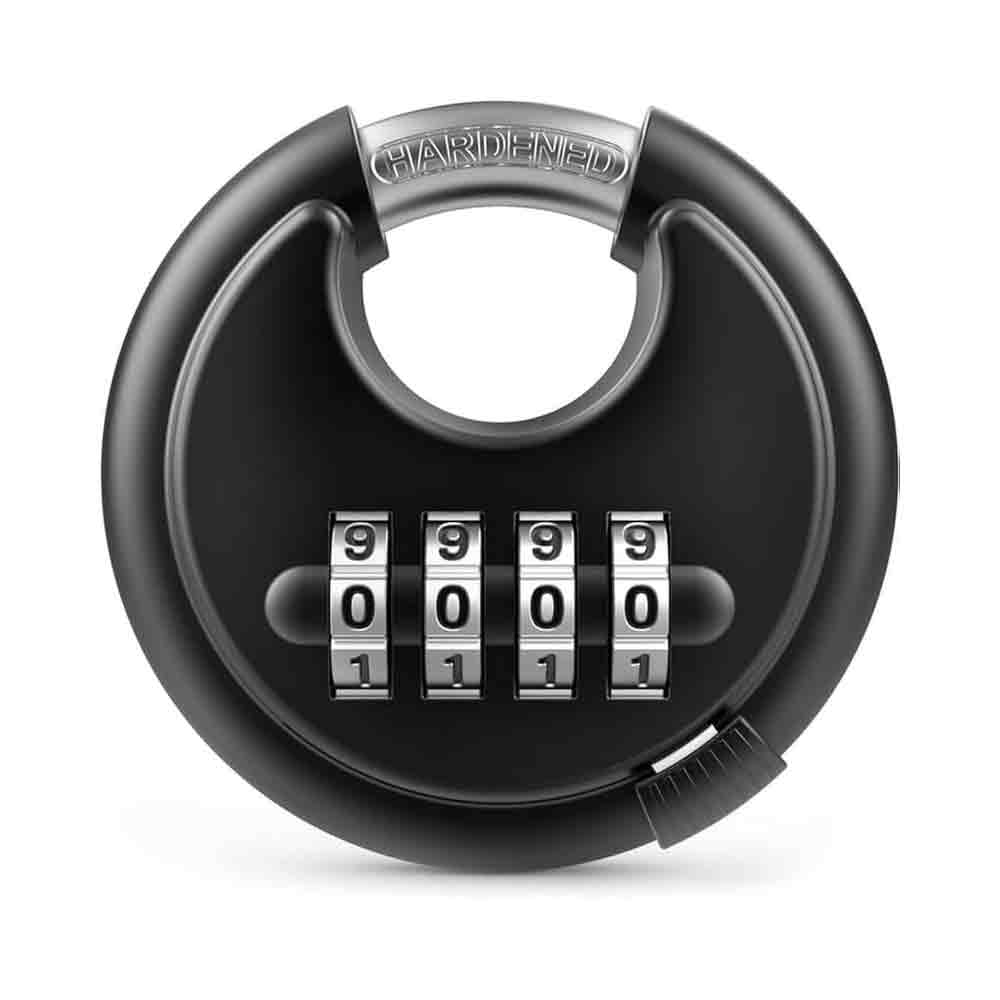 Heavy-Duty Combination Padlock Combo | Adjustable Shackle Number Lock + 70mm Disc Padlock | 4-Digit Keyless Security Locks for Door, Gate, Gym Locker, Garage & Outdoor Use (Black, Pack of 2)