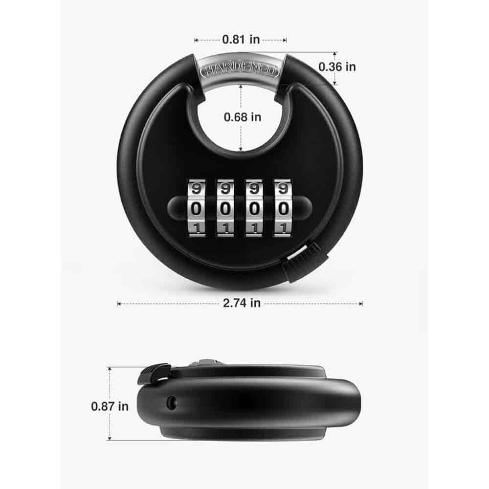 Heavy-Duty Combination Padlock Combo | Adjustable Shackle Number Lock + 70mm Disc Padlock | 4-Digit Keyless Security Locks for Door, Gate, Gym Locker, Garage & Outdoor Use (Black, Pack of 2)