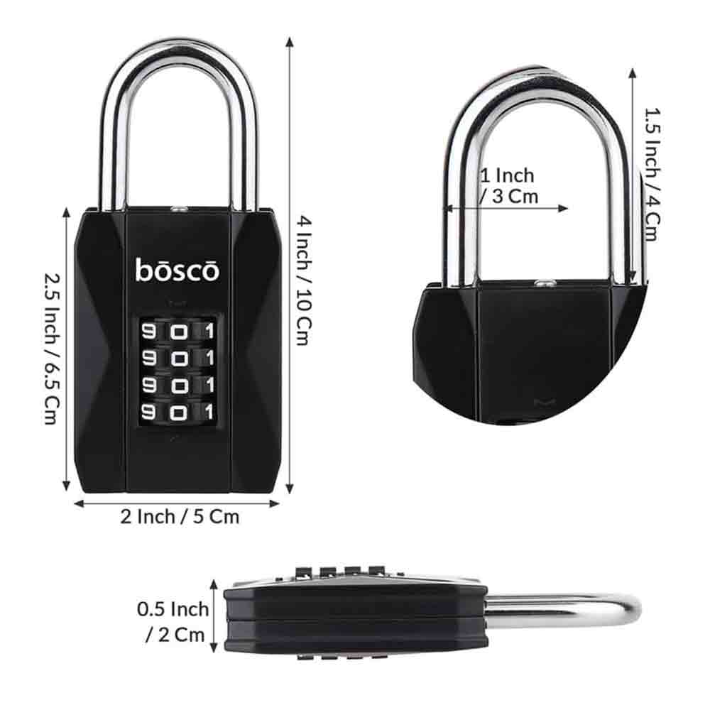 Heavy-Duty Combination Padlock Combo | Adjustable Shackle Number Lock + 70mm Disc Padlock | 4-Digit Keyless Security Locks for Door, Gate, Gym Locker, Garage & Outdoor Use (Black, Pack of 2)