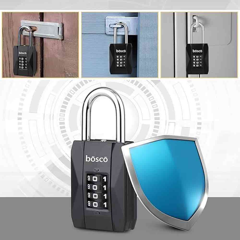 Heavy-Duty Combination Padlock Combo | Adjustable Shackle Number Lock + 70mm Disc Padlock | 4-Digit Keyless Security Locks for Door, Gate, Gym Locker, Garage & Outdoor Use (Black, Pack of 2)