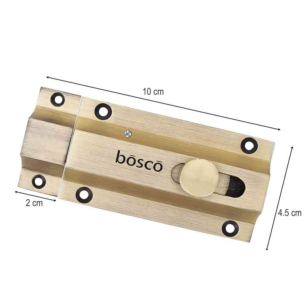 Heavy-Duty Stainless Steel Door Security Latch Lock – 4 Inch Tower Bolt with Smooth Golden Finish for Bathroom, Kitchen, Bedroom, Balcony & Office – Rustproof, Durable, Easy to Install – 1 Pc