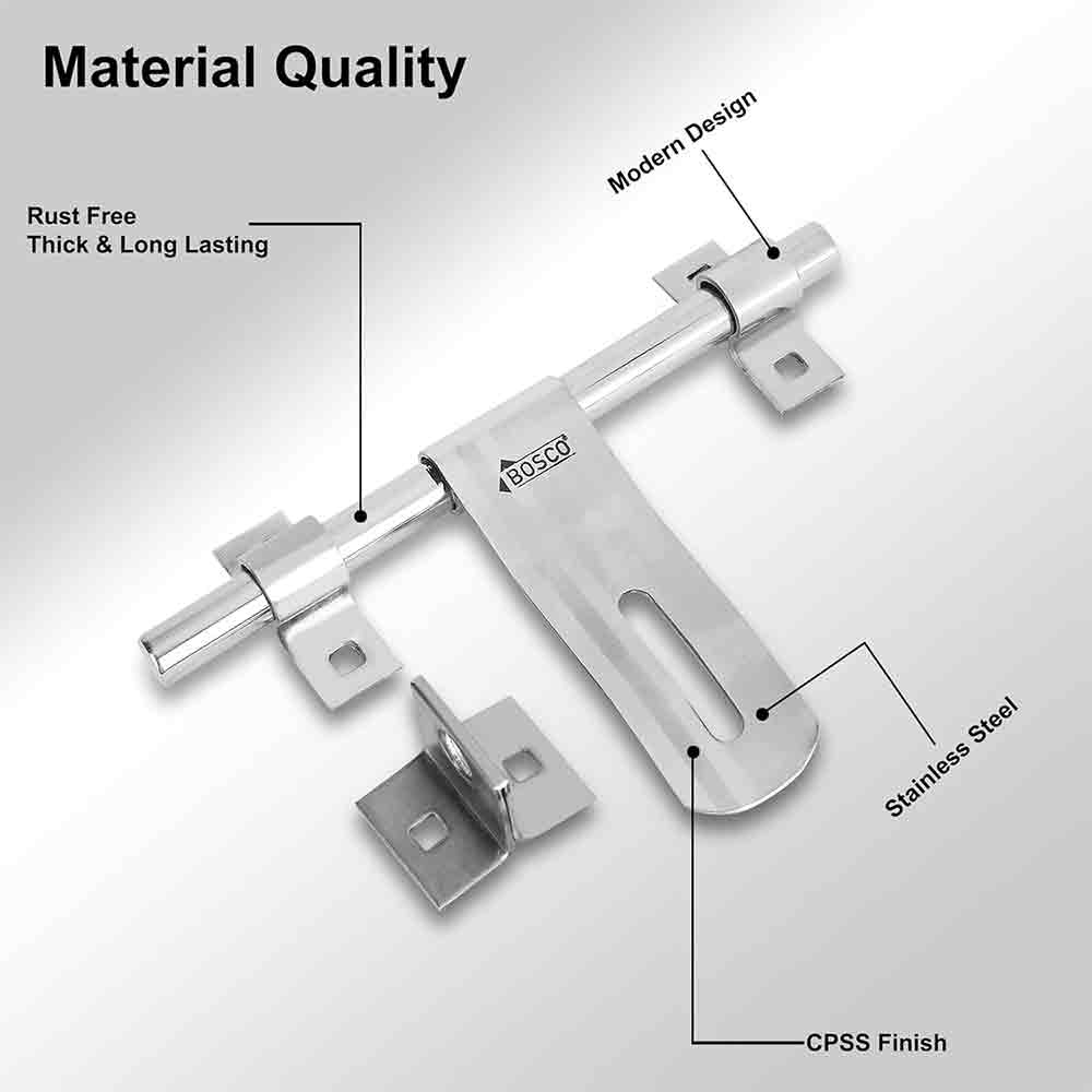 Heavy-Duty Steel Aldrop 2 Line Bolt for Door Lock | Silver Finish | Durable Door Latch for Main Door, Gate, Wooden or Metal Doors | Corrosion-Resistant (14mm Dia, 10 inches Length)