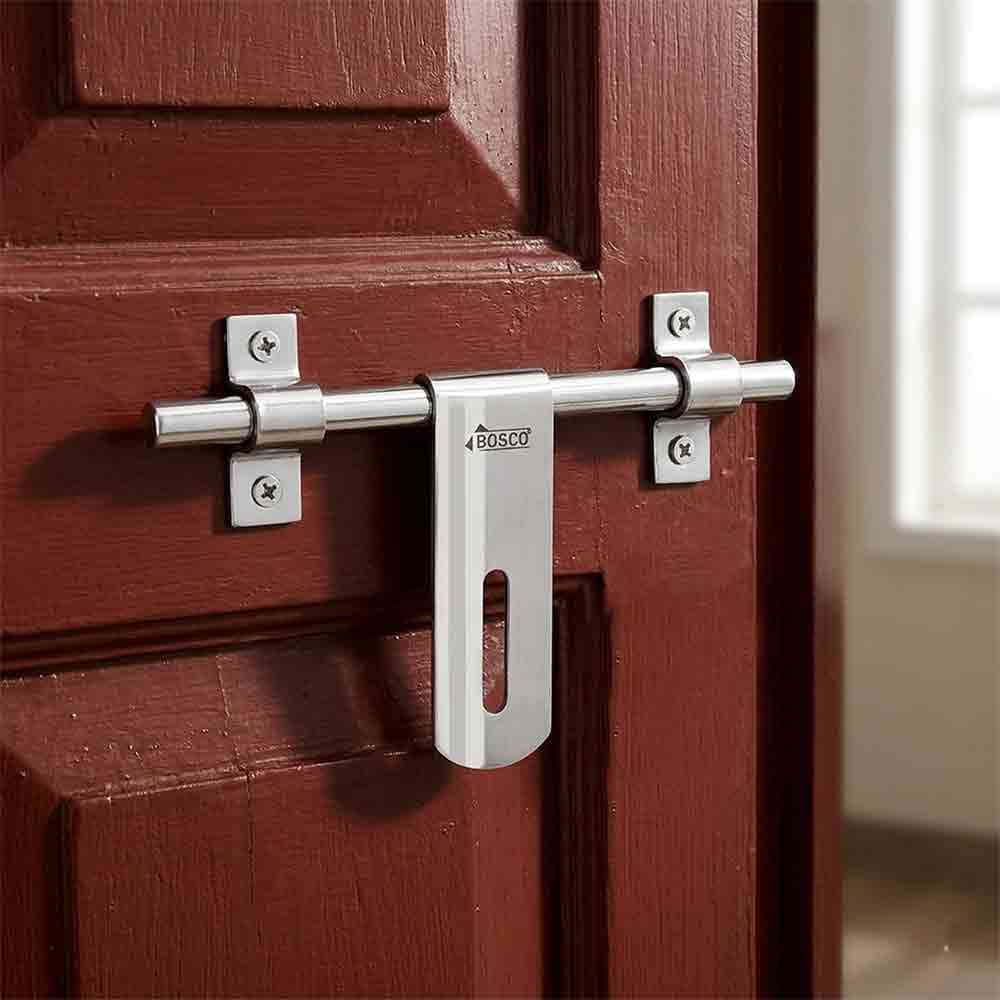 Heavy-Duty Steel Aldrop 2 Line Bolt for Door Lock | Silver Finish | Durable Door Latch for Main Door, Gate, Wooden or Metal Doors | Corrosion-Resistant (14mm Dia, 10 inches Length)