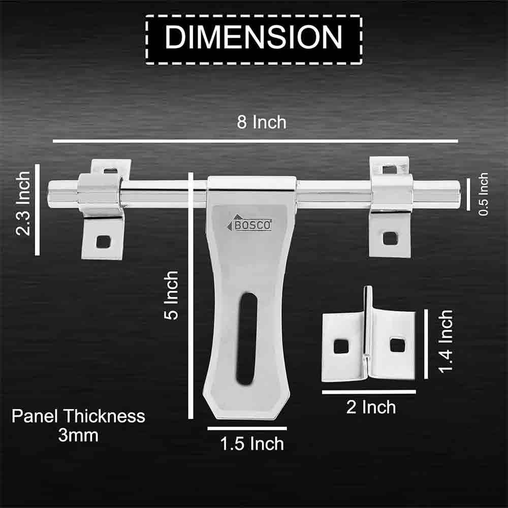 Heavy-Duty Steel Aldrop Jazz Steel Bolt for Door Lock | Silver Finish | Durable Door Latch for Main Door, Gate, Wooden or Metal Doors | Corrosion-Resistant (14mm Dia, 10 inches Length)