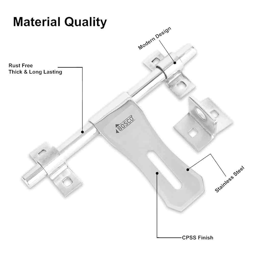 Heavy-Duty Steel Aldrop Jazz Steel Bolt for Door Lock | Silver Finish | Durable Door Latch for Main Door, Gate, Wooden or Metal Doors | Corrosion-Resistant (14mm Dia, 10 inches Length)