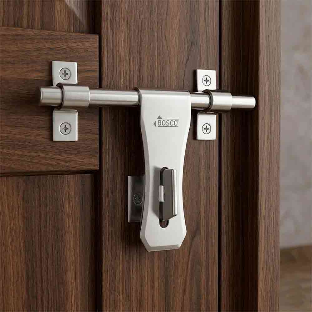 Heavy-Duty Steel Aldrop Jazz Steel Bolt for Door Lock | Silver Finish | Durable Door Latch for Main Door, Gate, Wooden or Metal Doors | Corrosion-Resistant (14mm Dia, 10 inches Length)