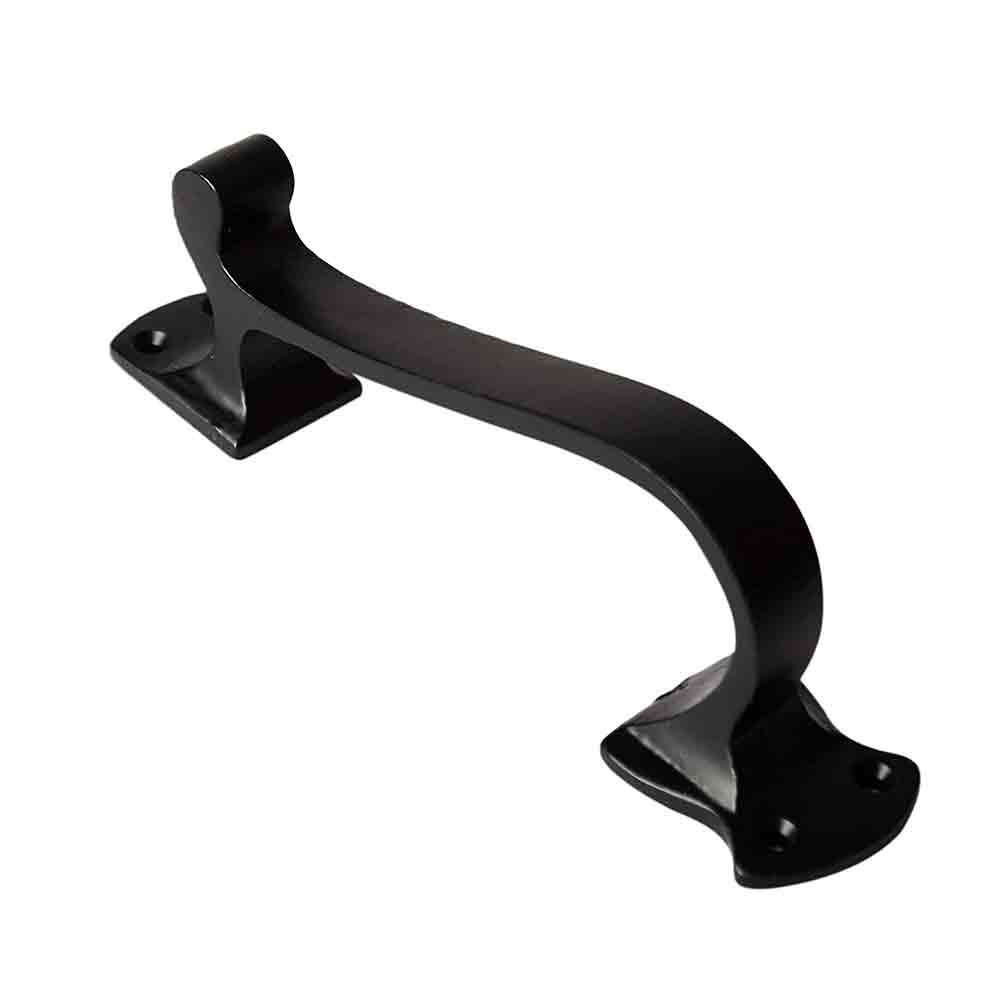 Main Door Pull Handle – 7.5 Inch Black Iron Handle for Main Door, Office, Home, Cabinet, Wardrobe – Black Satin Finish – Left & Right Compatible – Heavy Duty Cast Iron Handle (Set of 1)