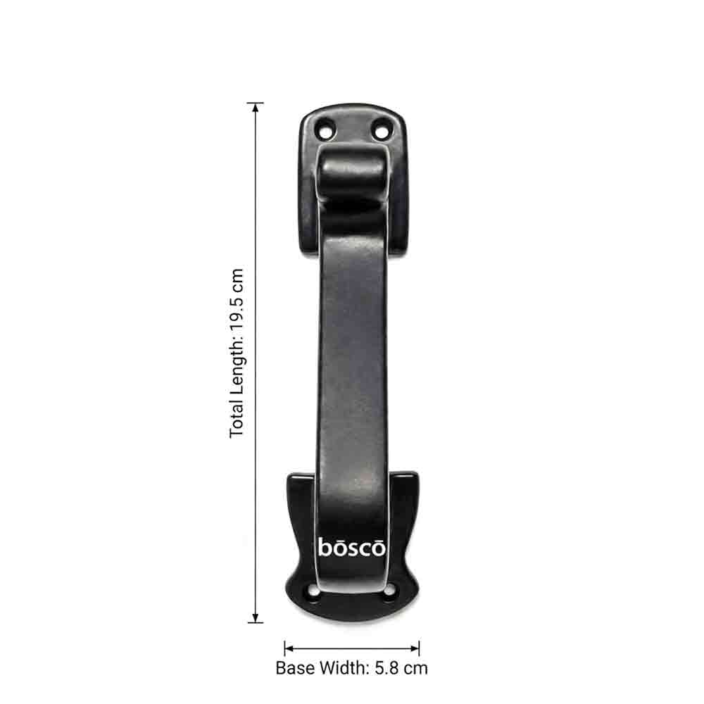 Main Door Pull Handle – 7.5 Inch Black Iron Handle for Main Door, Office, Home, Cabinet, Wardrobe – Black Satin Finish – Left & Right Compatible – Heavy Duty Cast Iron Handle (Set of 1)