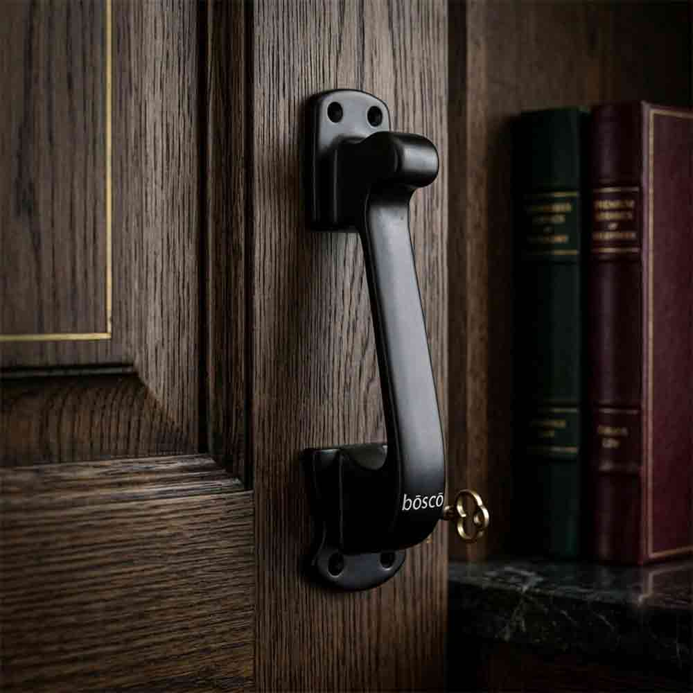 Main Door Pull Handle – 7.5 Inch Black Iron Handle for Main Door, Office, Home, Cabinet, Wardrobe – Black Satin Finish – Left & Right Compatible – Heavy Duty Cast Iron Handle (Set of 1)