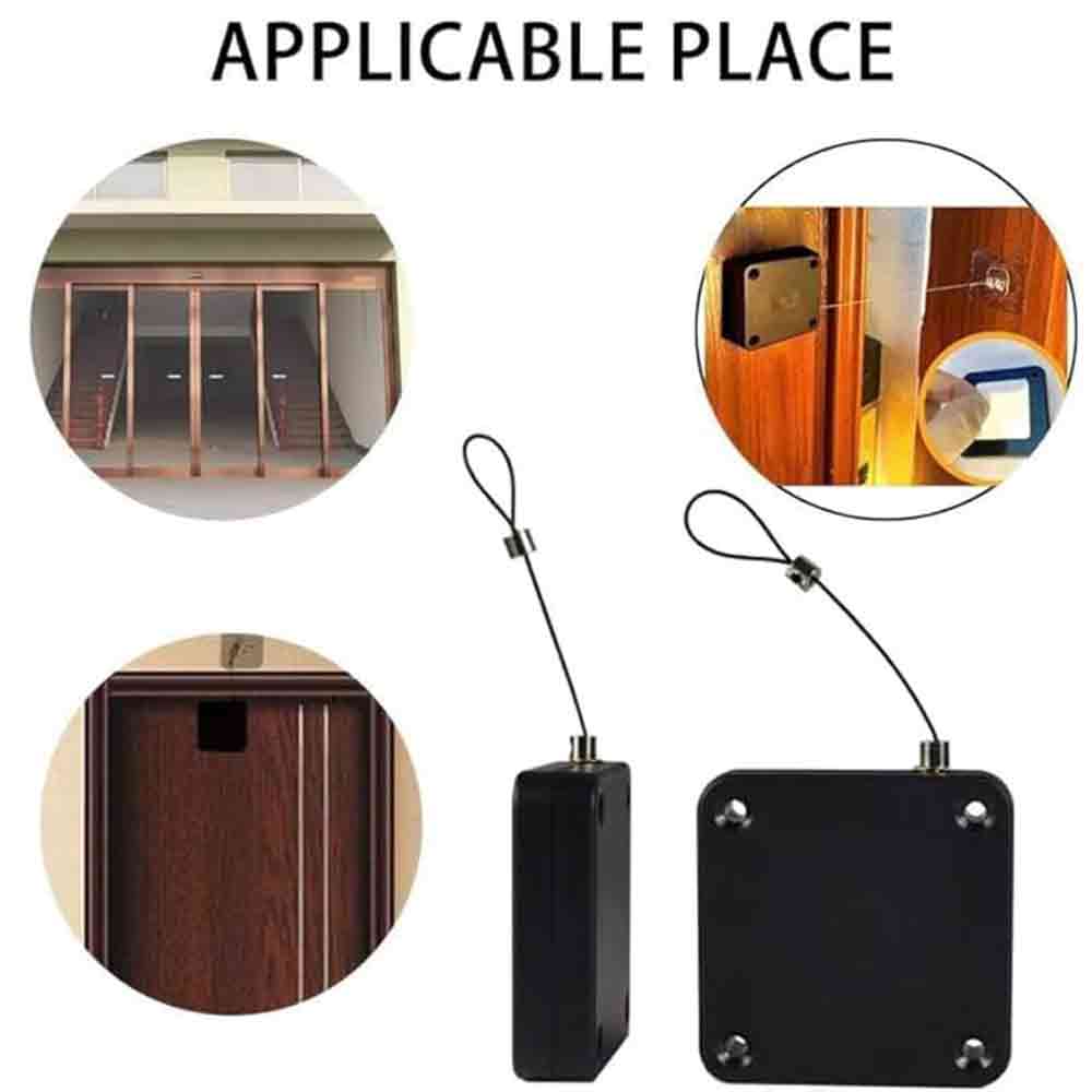 Punch-Free Automatic Door Closer, Multifunctional Residential & Commercial Door Closer with 316 Stainless Steel Wire, Smooth Closing, Tool-Free Installation(Black &White)