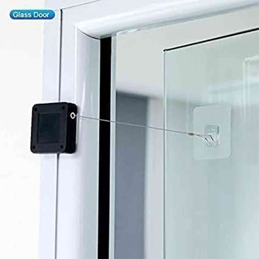 Punch-Free Automatic Door Closer, Multifunctional Residential & Commercial Door Closer with 316 Stainless Steel Wire, Smooth Closing, Tool-Free Installation(Black &White)