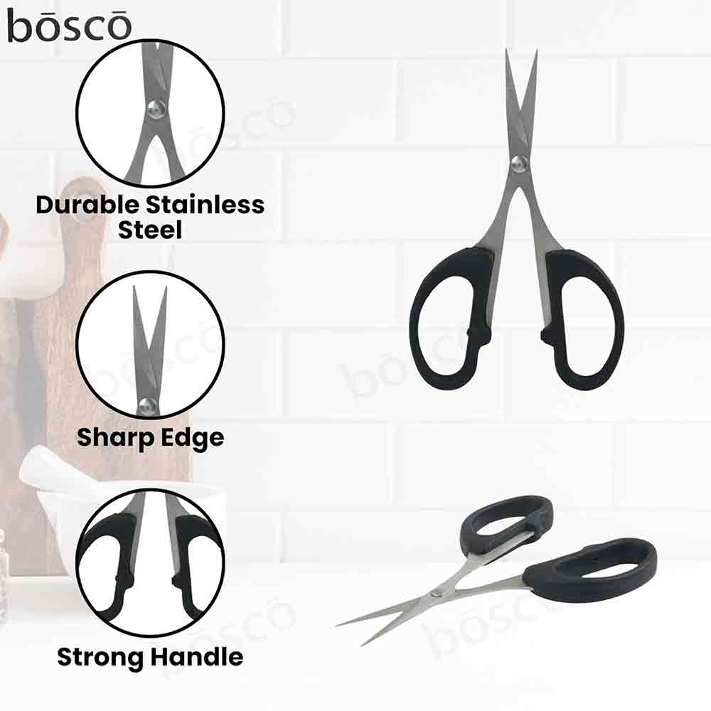 Small Stainless Steel Classic Black Scissors – Lightweight and Sharp Scissors for Office, Art & Craft, School, Home, Grooming – Smooth Action with Blade – Pack of 1