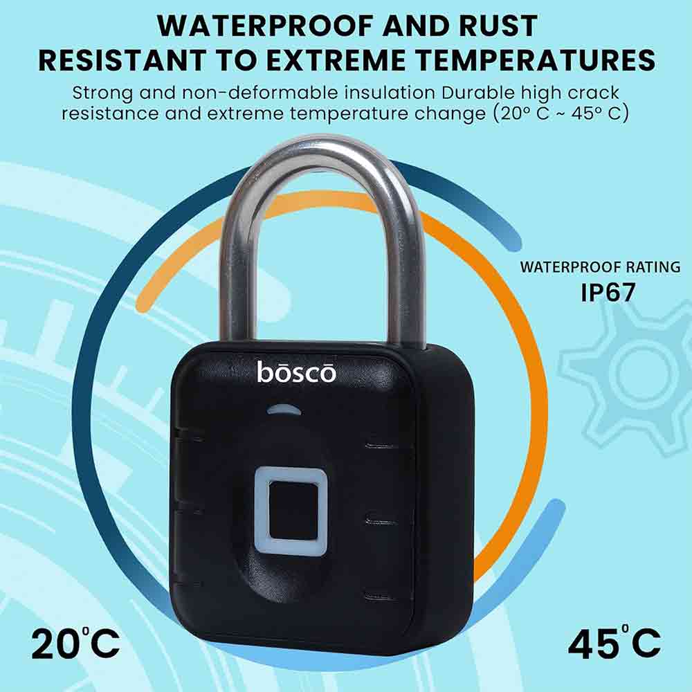 Smart Fingerprint Padlock with Fingerprint Waterproof Suitable for Bags, Suitcase, Bike, Garage Door, Cabinet, Warehouse Doors and shutters.