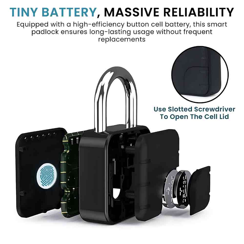 Smart Fingerprint Padlock with Fingerprint Waterproof Suitable for Bags, Suitcase, Bike, Garage Door, Cabinet, Warehouse Doors and shutters.