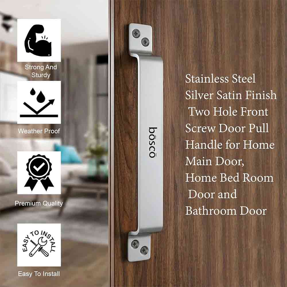 Stainless Steel D Shape Handle – 8 Inch | Heavy-Duty Ergonomic Pull Handle for Doors, Drawers, Cabinets, Kitchen, Bathroom & Office | Sleek Silver Finish | Rust-Resistant & Durable