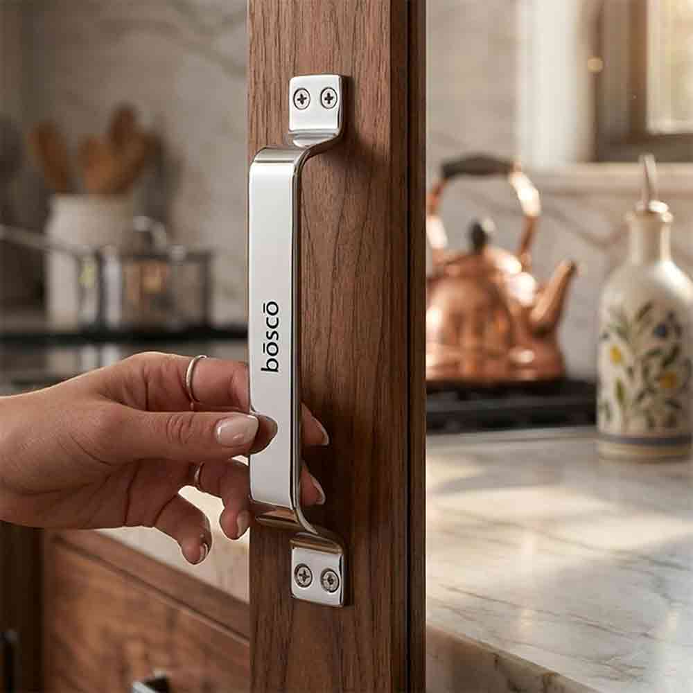 Stainless Steel D Shape Handle – 8 Inch | Heavy-Duty Ergonomic Pull Handle for Doors, Drawers, Cabinets, Kitchen, Bathroom & Office | Sleek Silver Finish | Rust-Resistant & Durable