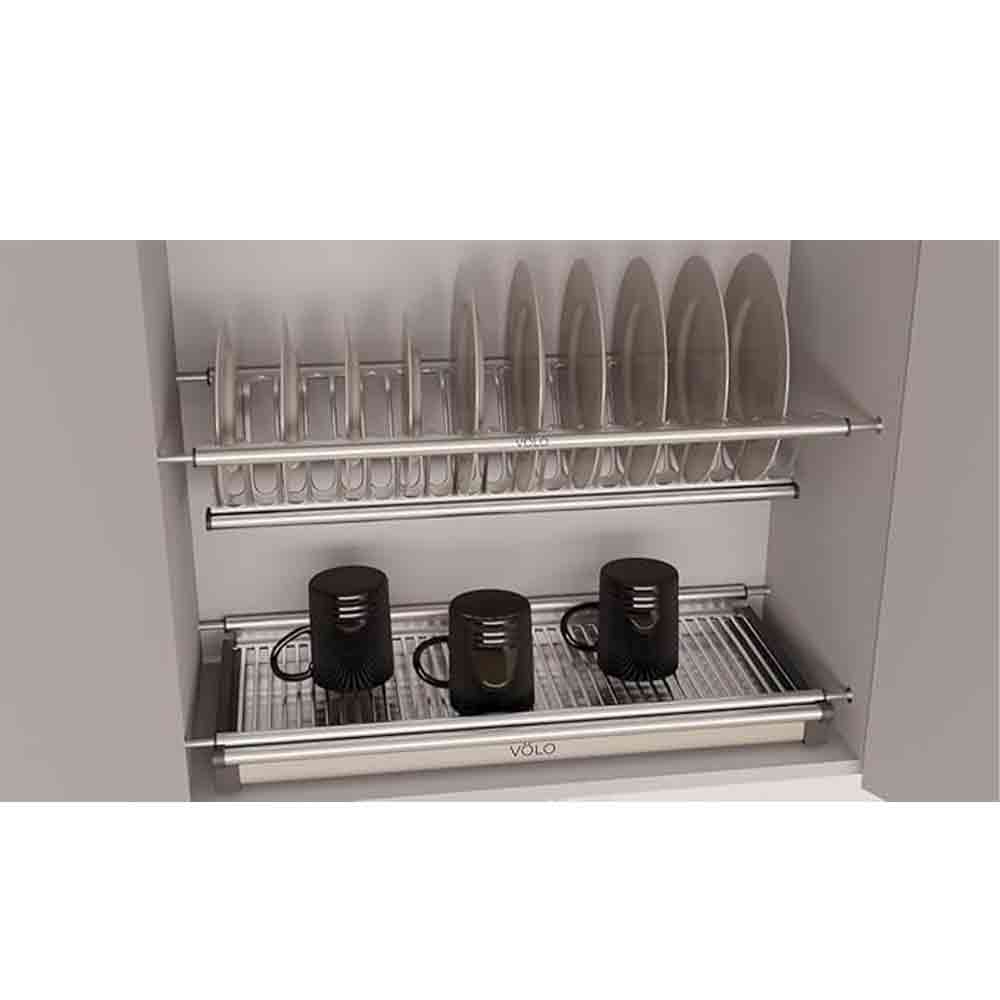 Stainless Steel Dish Plate Rack Drainer for Kitchen, Cabinet Width GTPT 60cm (600 mm) X 10 Inch, Set of 3pcs.