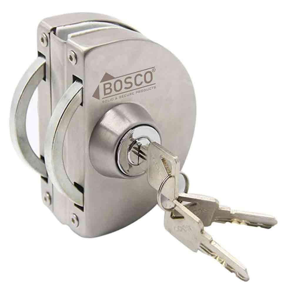 Stainless Steel Glass to Door Lock with Keys | Secure Your Glass Doors with Lock | Long Lasting Door Lock - Silver