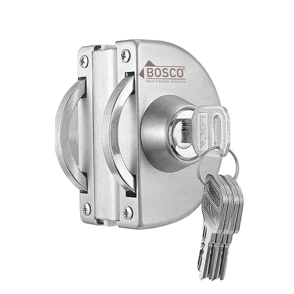 Stainless Steel Glass to Door Lock with Keys | Secure Your Glass Doors with Lock | Long Lasting Door Lock - Silver