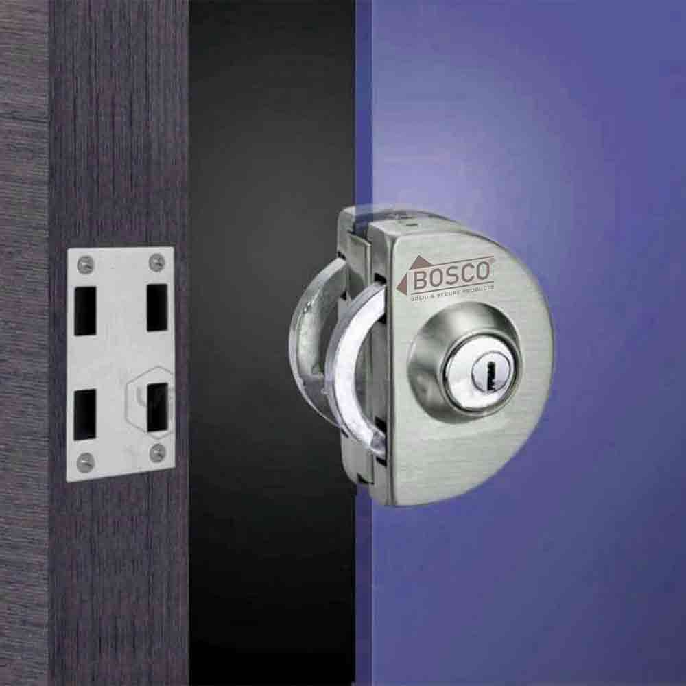 Stainless Steel Glass to Door Lock with Keys | Secure Your Glass Doors with Lock | Long Lasting Door Lock - Silver