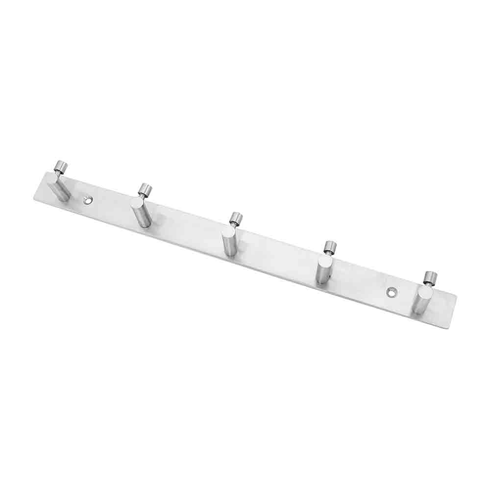 Stainless Steel Modern Wall Hooks for Hanging Cloth and Towel Hangers for Wall Hook 5 PIN,Door Hangers,Hook Rail Pack of 2, Finish - Chrome
