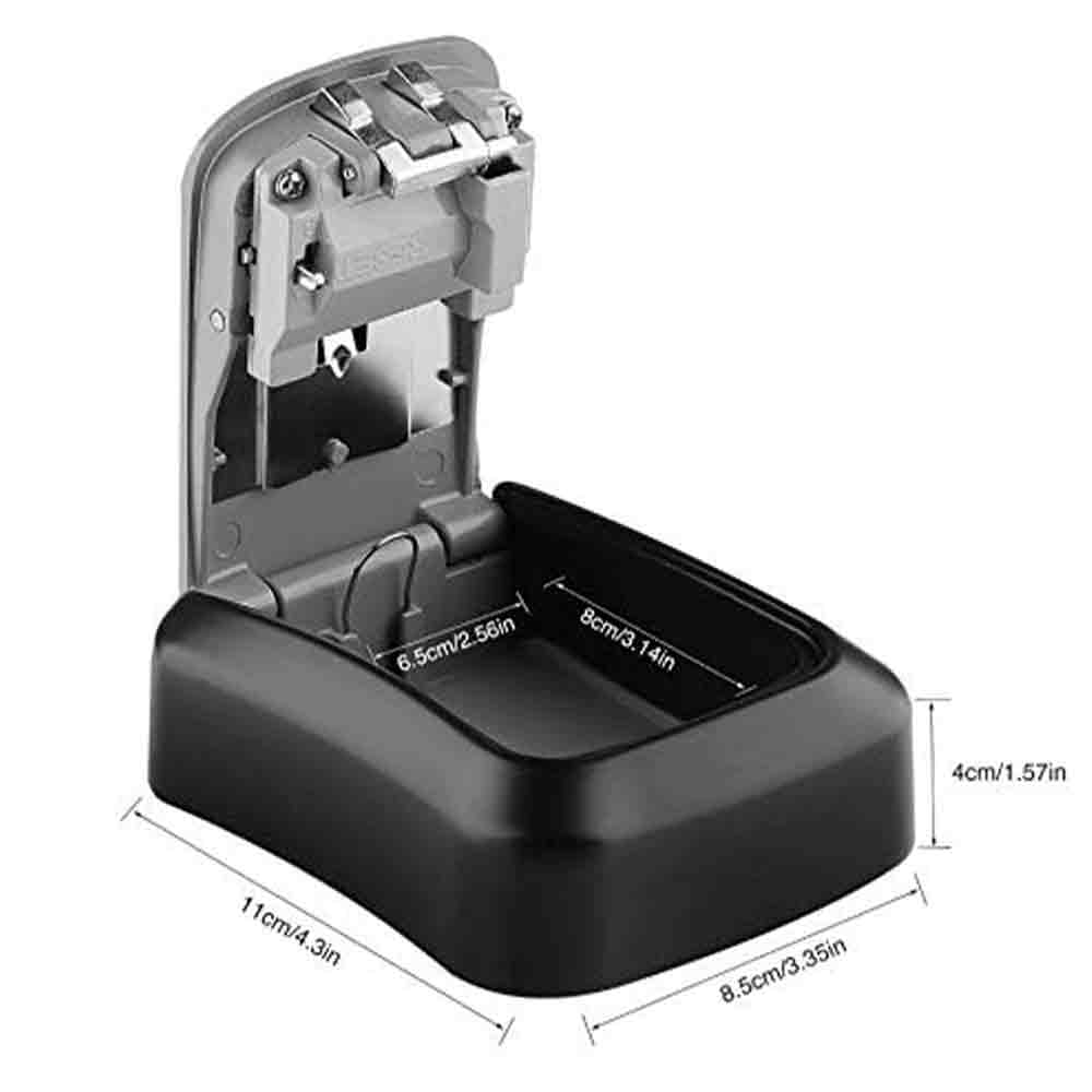 Wall Mounted Key Safe Lock Box – Outdoor Combination Key Storage Box with 4-Digit Code | Weather-Resistant Zinc Alloy Key Locker for Home, Office, Garage, Travel – Black & Grey (1 Unit)