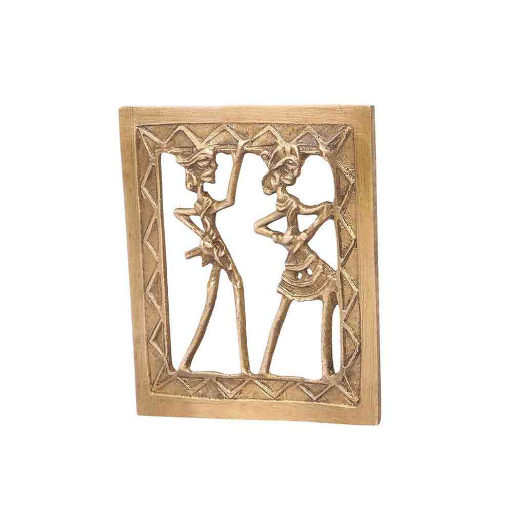 Bastar Tribal Handcrafted Brass Figurine – 3.8 Inch Traditional Indian Folk Art Showpiece | Authentic Bastar Tribal Craft from Chhattisgarh | Home & Office Decorative Statue | Unique Gift Item