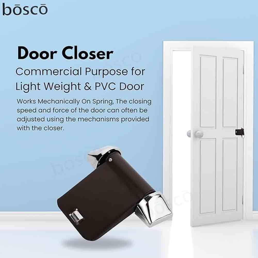 Helix Door Closer Pack of 4 – Light Duty Spring Action Automatic Door Closers for Wooden, PVC & Lightweight Aluminum Doors | Coated Iron, Adjustable Closing Speed & Tension, 5 x 4 Inches