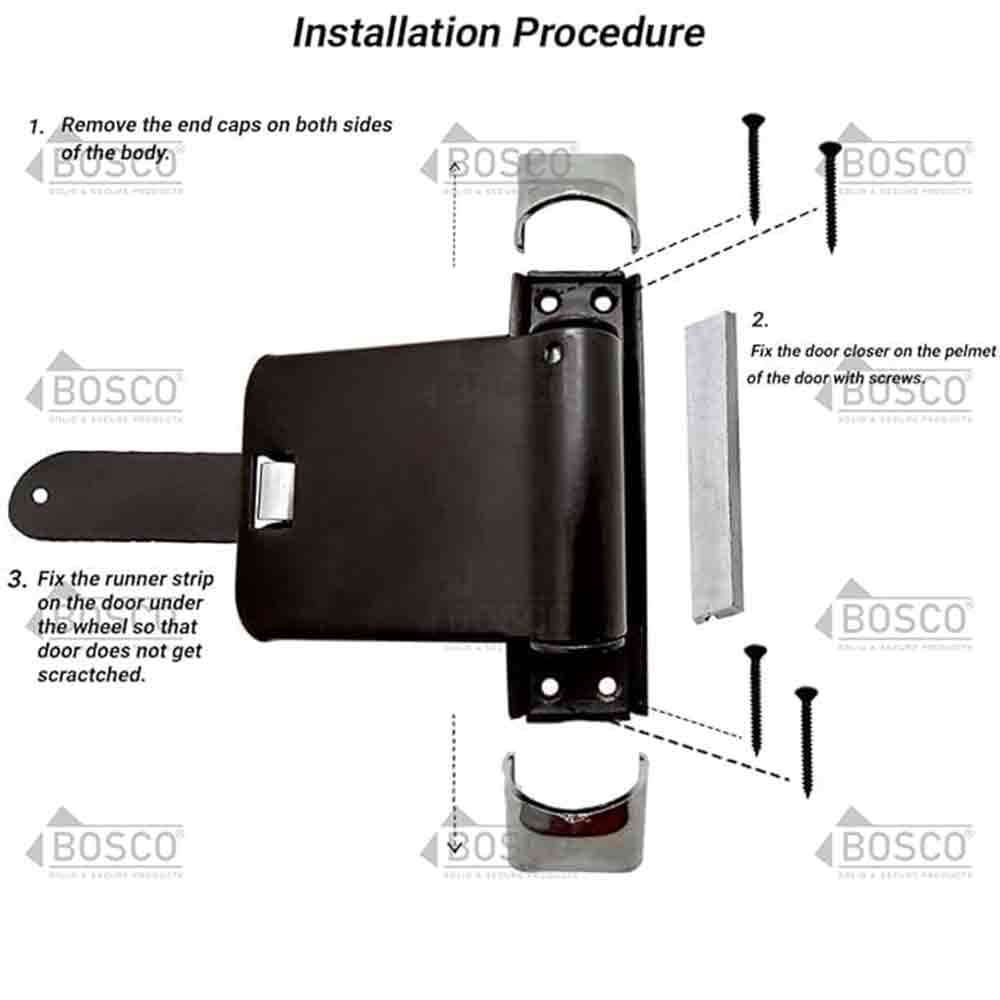 Helix Door Closer Pack of 4 – Light Duty Spring Action Automatic Door Closers for Wooden, PVC & Lightweight Aluminum Doors | Coated Iron, Adjustable Closing Speed & Tension, 5 x 4 Inches