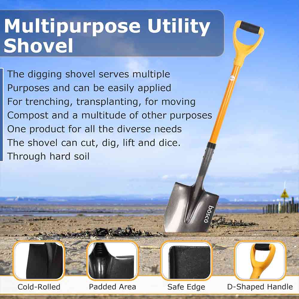 Premium U-Shape Garden Shovel for Digging, Transplanting & Landscaping Durable Heavy-Duty Steel Construction Ergonomic Handle Multicolor Design Ideal for Gardening, Soil Work & Outdoor Use