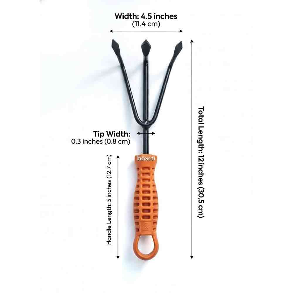 3 Prong Mini Cultivator for Gardening -Manual Cultivator for Agriculture | Durable Gardening Hand Tools | Grass Picker, Weed Remover & Soil Tiller