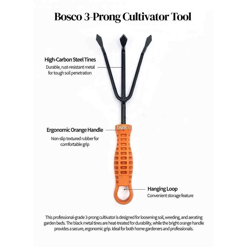 3 Prong Mini Cultivator for Gardening -Manual Cultivator for Agriculture | Durable Gardening Hand Tools | Grass Picker, Weed Remover & Soil Tiller