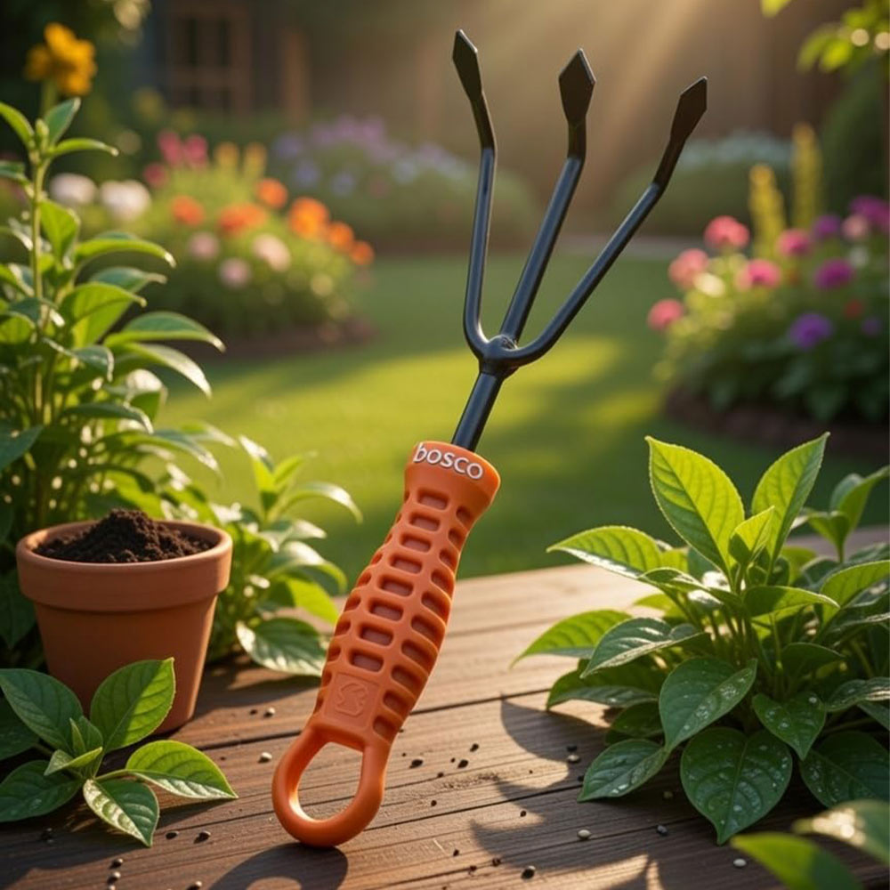3 Prong Mini Cultivator for Gardening -Manual Cultivator for Agriculture | Durable Gardening Hand Tools | Grass Picker, Weed Remover & Soil Tiller