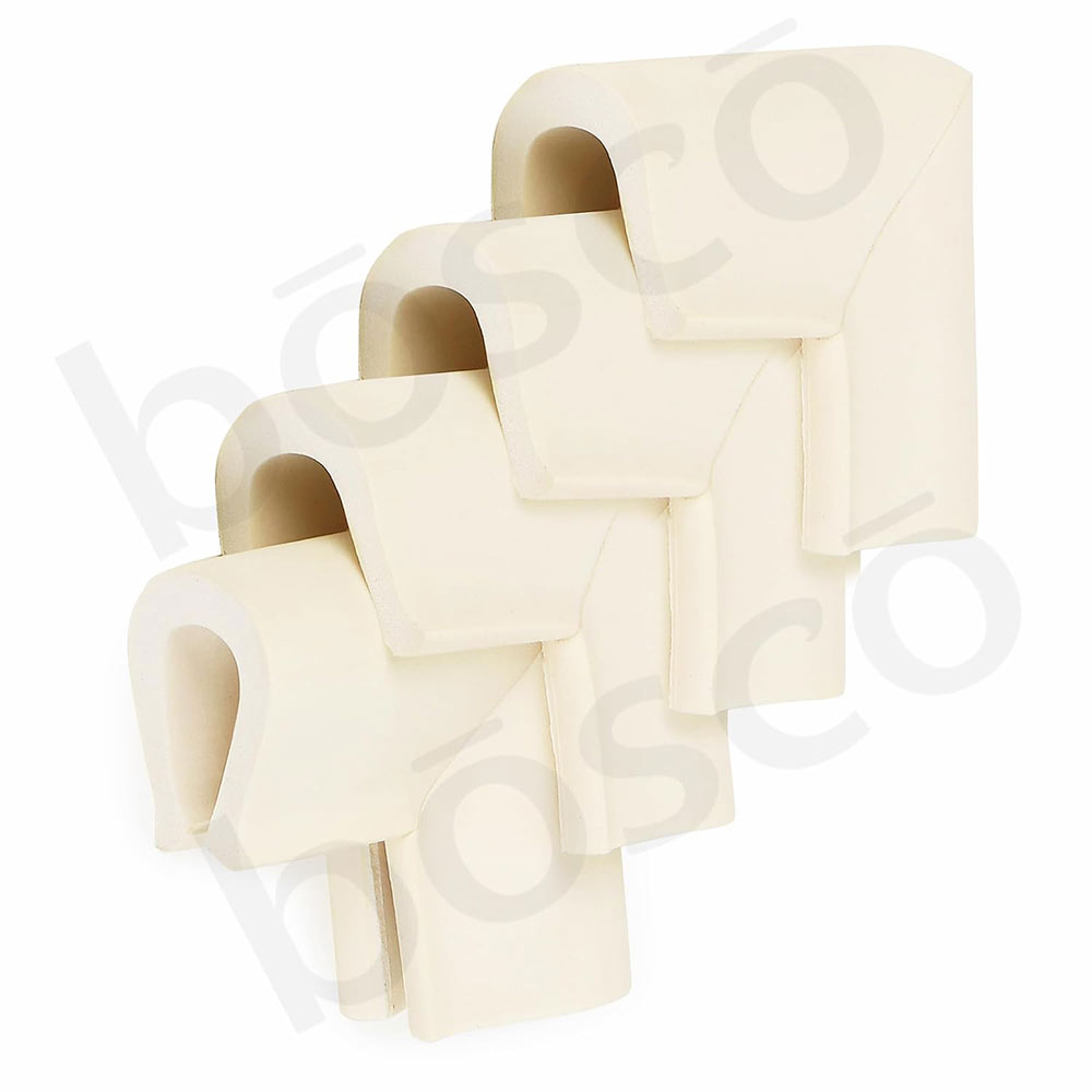Baby Corner Guards – Pre-Taped Safety Edge Protectors for Furniture | Childproof Foam Cushions with Strong 3M Adhesive | Soft Baby Proofing for Sharp Corners – Pack of 4 (White)