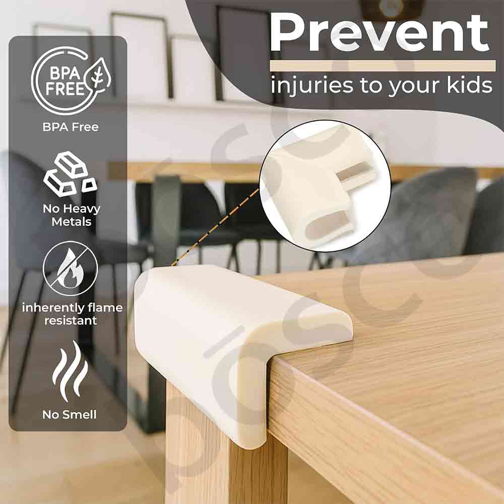 Baby Corner Guards – Pre-Taped Safety Edge Protectors for Furniture | Childproof Foam Cushions with Strong 3M Adhesive | Soft Baby Proofing for Sharp Corners – Pack of 4 (White)