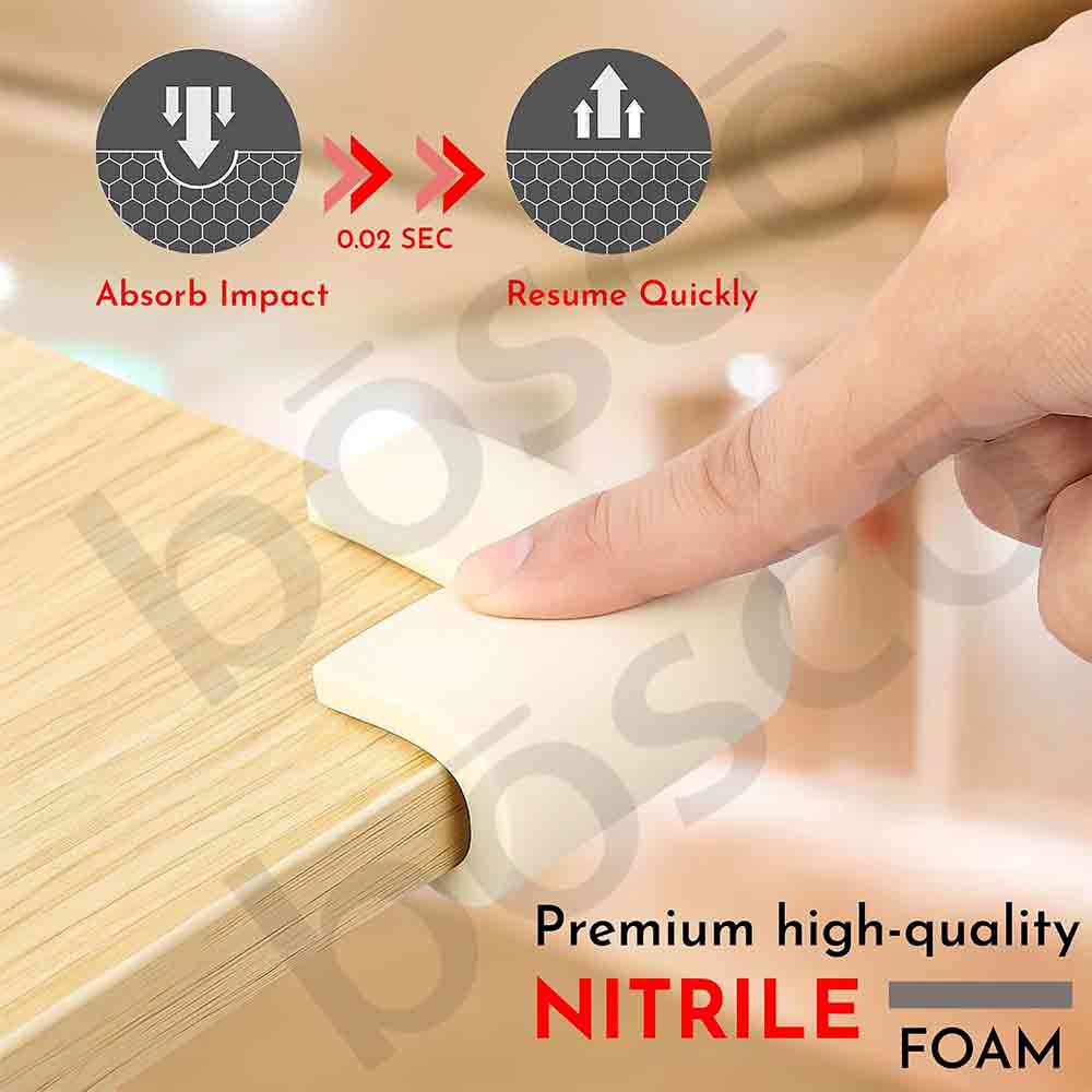 Baby Corner Guards – Pre-Taped Safety Edge Protectors for Furniture | Childproof Foam Cushions with Strong 3M Adhesive | Soft Baby Proofing for Sharp Corners – Pack of 4 (White)
