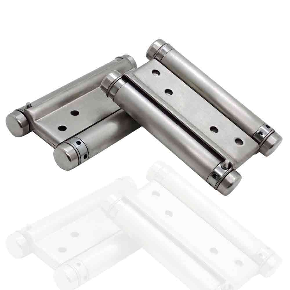 Double Action Hinge Saloon Door Hinges/Swinging Door Hinges Heavy Duty Self Closing with Screws, Easy to Use Durable, Reliable (Pack of 2 Pcs.) (Stainless Steel 4")