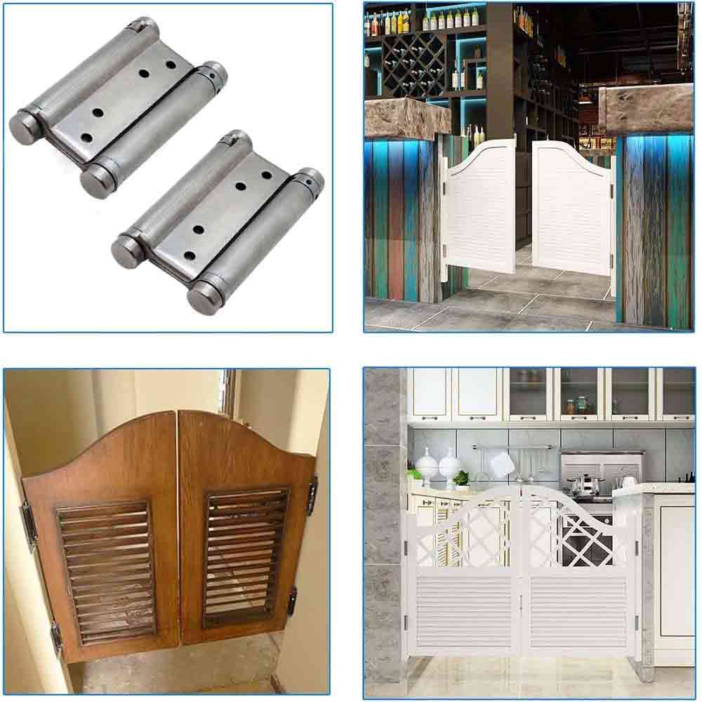 Double Action Hinge Saloon Door Hinges/Swinging Door Hinges Heavy Duty Self Closing with Screws, Easy to Use Durable, Reliable (Pack of 2 Pcs.) (Stainless Steel 4")