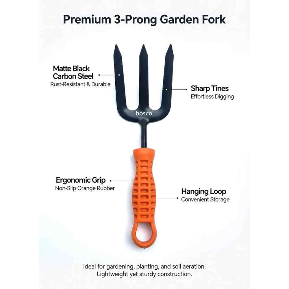Fork Hand Cultivator for Gardening - Manual Cultivator for Agriculture | Durable Gardening Hand Tools | Grass Picker, Weed Remover & Soil Tiller | Ploughing & Fertilizer Applicator Tool