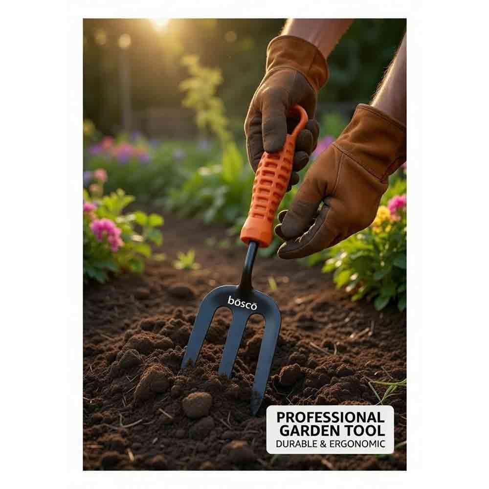 Fork Hand Cultivator for Gardening - Manual Cultivator for Agriculture | Durable Gardening Hand Tools | Grass Picker, Weed Remover & Soil Tiller | Ploughing & Fertilizer Applicator Tool