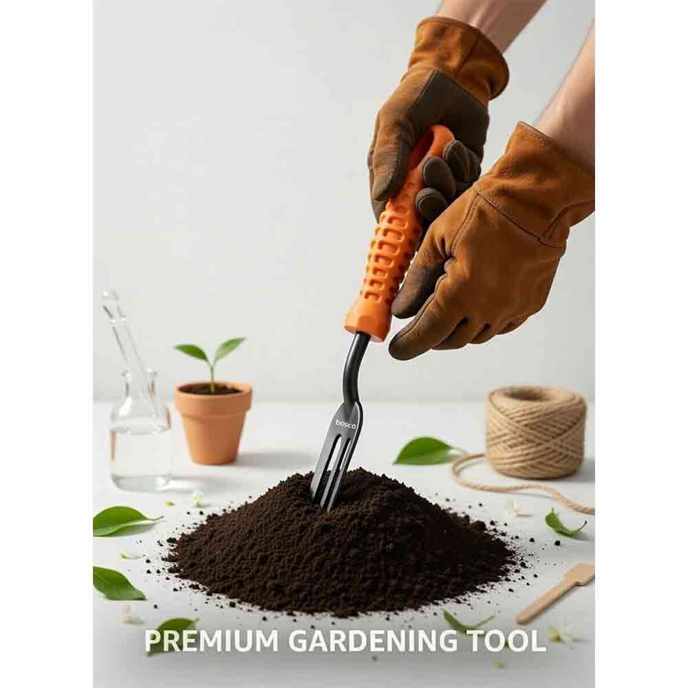 Fork Hand Cultivator for Gardening - Manual Cultivator for Agriculture | Durable Gardening Hand Tools | Grass Picker, Weed Remover & Soil Tiller | Ploughing & Fertilizer Applicator Tool