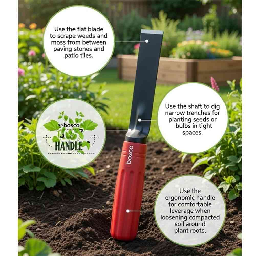 Hand Khurpa for Gardening, Heavy Duty Steel Garden Weeding Tool with Comfortable Grip Handle for Digging, Weeding & Soil Loosening (Light Khurpa)