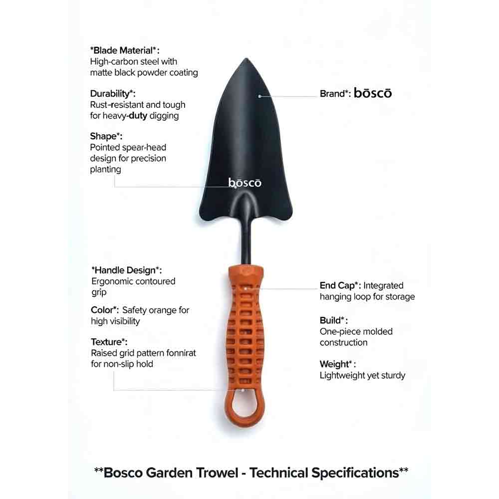 Hand Trowel for Gardening - Sharp Metal Blade, Sturdy Construction, Ergonomic Handle, Rust-Resistant Finish, Garden Tools for Home/Garden