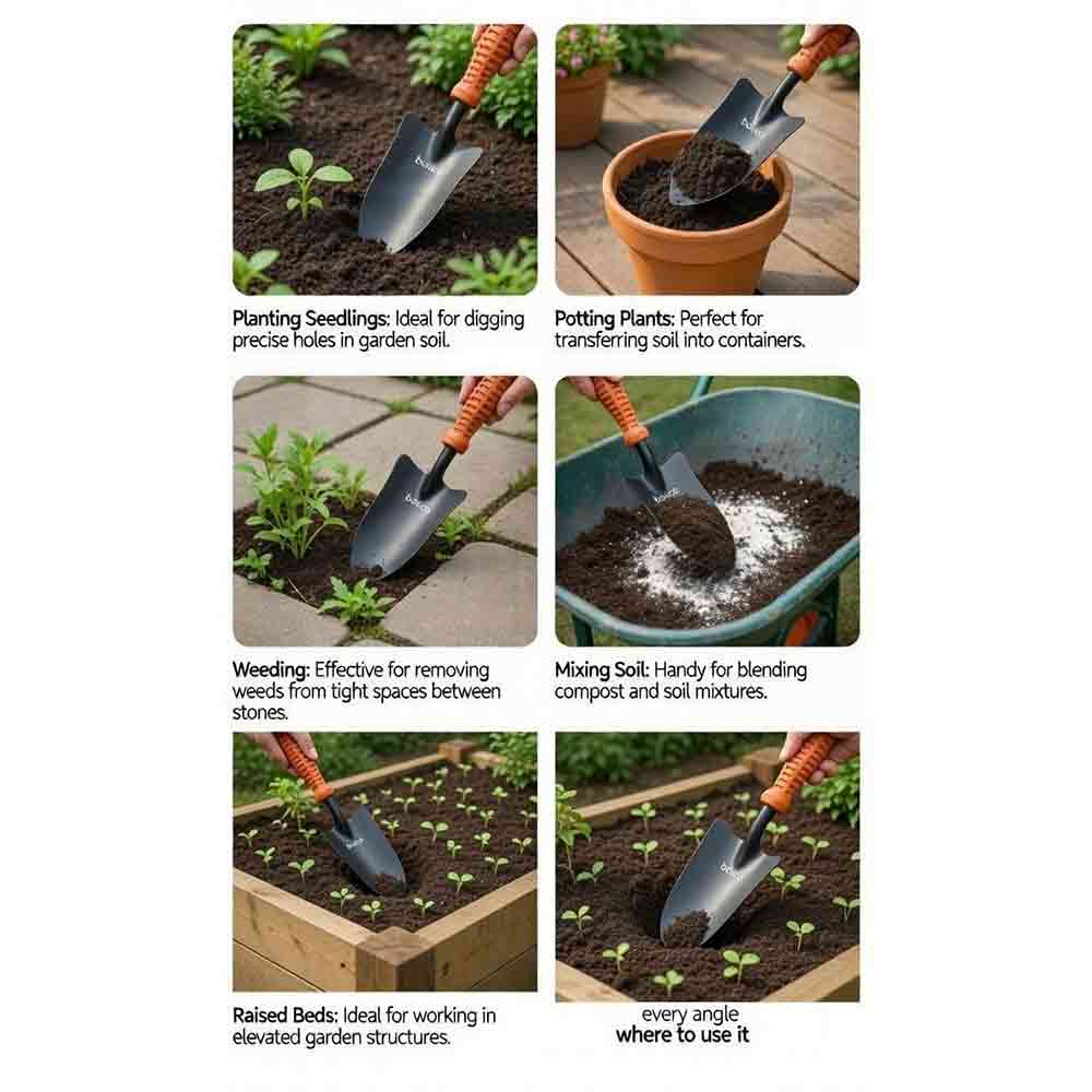 Hand Trowel for Gardening - Sharp Metal Blade, Sturdy Construction, Ergonomic Handle, Rust-Resistant Finish, Garden Tools for Home/Garden