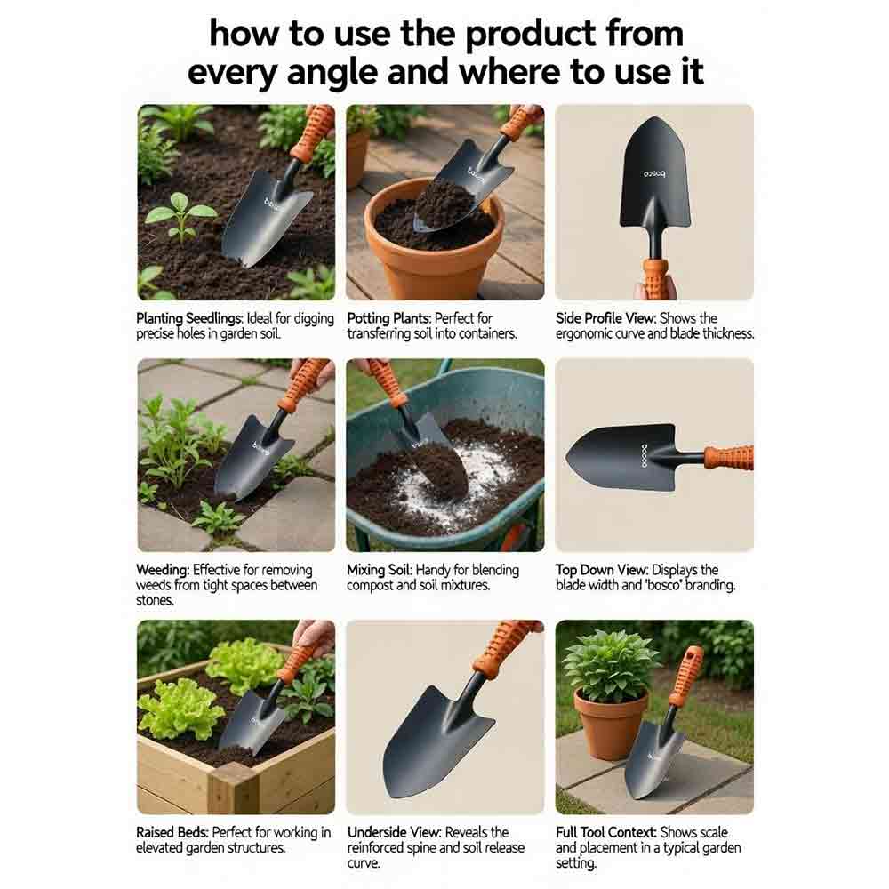 Hand Trowel for Gardening - Sharp Metal Blade, Sturdy Construction, Ergonomic Handle, Rust-Resistant Finish, Garden Tools for Home/Garden