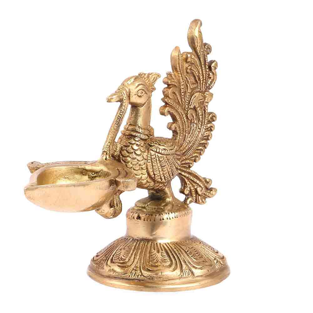 Brass Peacock Diya Lamp Diwali Decoration Items for Home décor Gift Deepak Oil Lamp for Daily Puja & Other Religious Rituals | Home Décor | Deepak for Home, Office & Temples