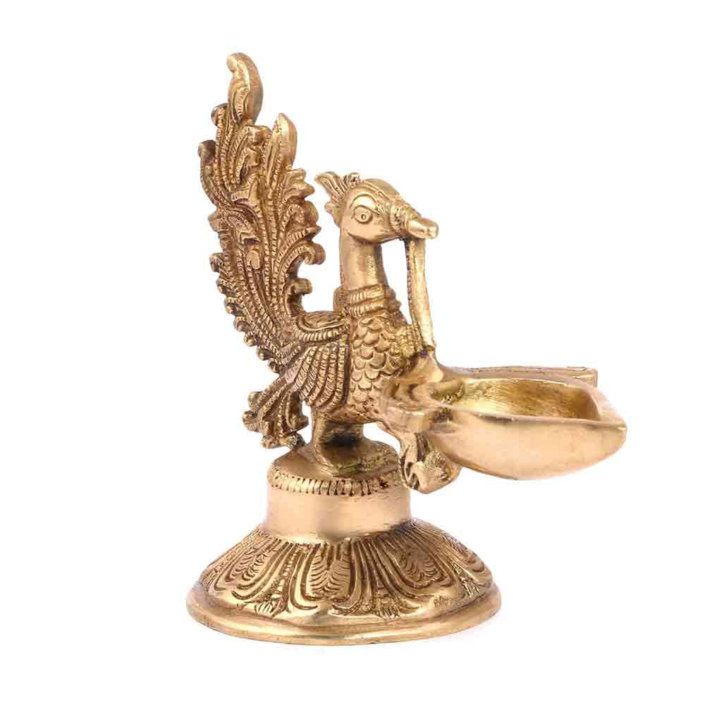Brass Peacock Diya Lamp Diwali Decoration Items for Home décor Gift Deepak Oil Lamp for Daily Puja & Other Religious Rituals | Home Décor | Deepak for Home, Office & Temples